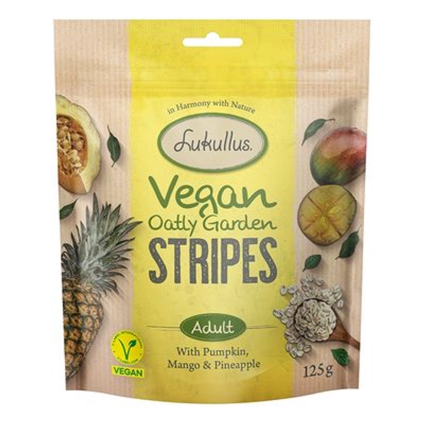 Lukullus Vegan Garden Stripes tök, mangó & ananász 125 g