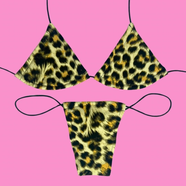 Plush Leopard Print Adjustable Microkini | Exotic Dancewear