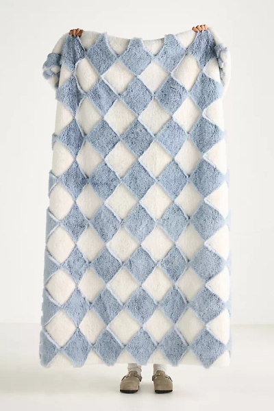 Chella Checkered Faux Fur Throw Blanket