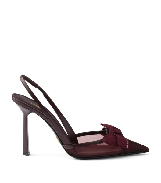 Prada Mesh Bow Slingback Pumps 100 Size 38