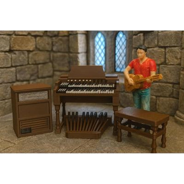 Dollhouse Hamond Organ Miniature, 1:24 Scale with Bench