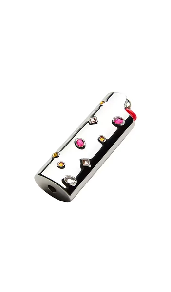 Edie Parker Little Gems Lighter Cases in Metallic Silver.