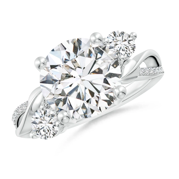 Three Stone Diamond Twisted Vine Engagement Ring