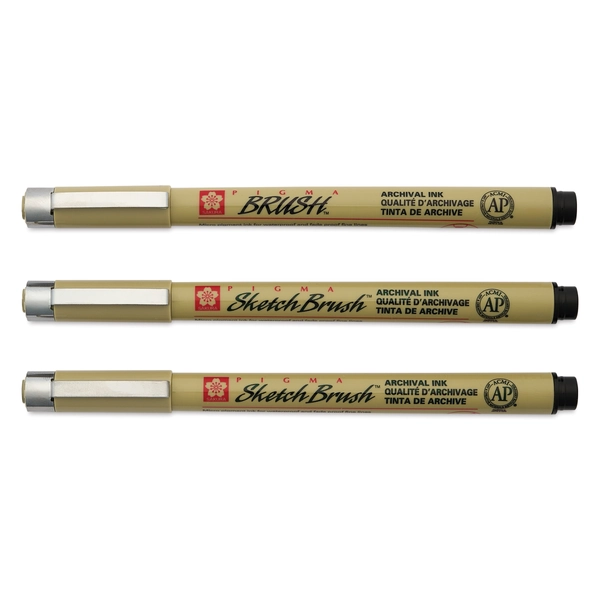 Sakura Pigma Brush and Sketch Brush Pens Set of 3 Black