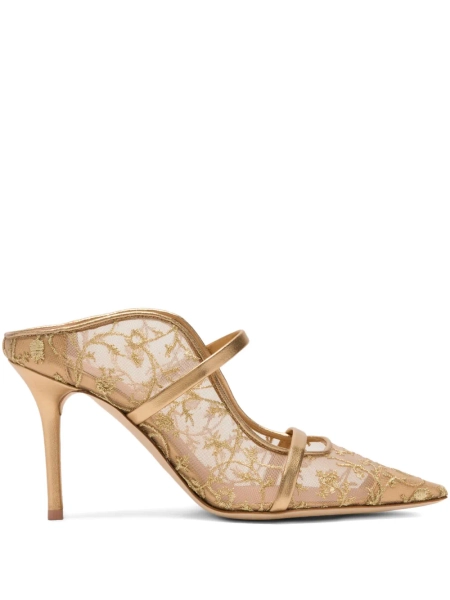 Malone Souliers Maureen gold flower-embroidered mules | 40