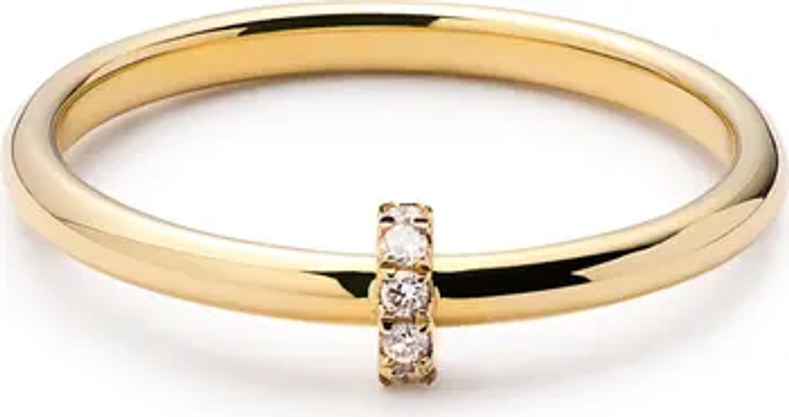Solid Yellow Gold - Diamond Link Ring