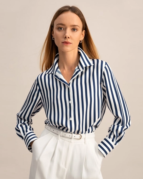 Amalfi Stripe Silk Shirt - xs