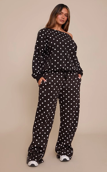 Shape Black Polka Dot Track Pants