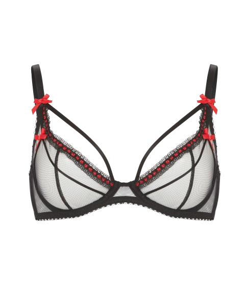Hetty Plunge Underwired Bra in Black/Red | By Agent Provocateur
