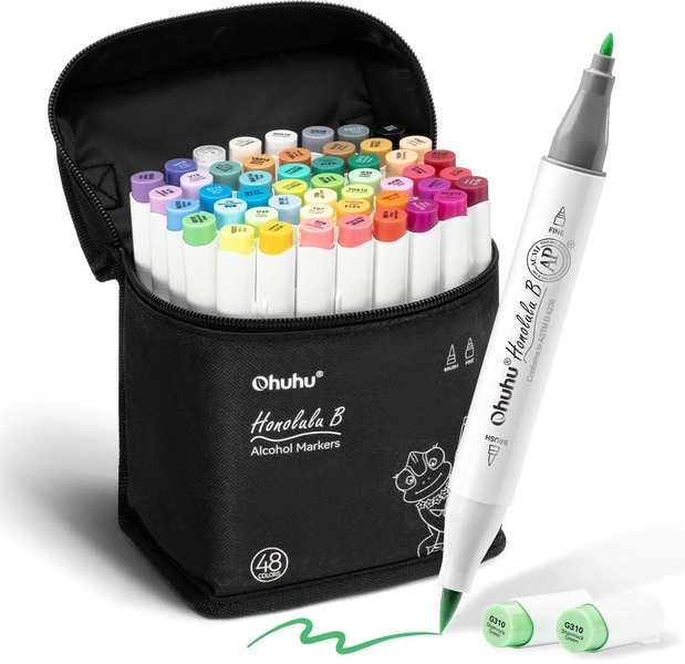 Ohuhu Honolulu B 48 kleuren Alcohol Art Markers Brush & Fine
