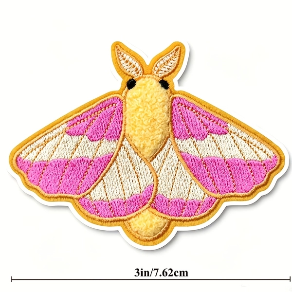 TEMU 1pc Macaron-colored Rose Maple Leaf Moth Embroidery Hot Glue Patch Sticker, Symbolizing ", Gentleness, , " Beautiful Fabric Patch