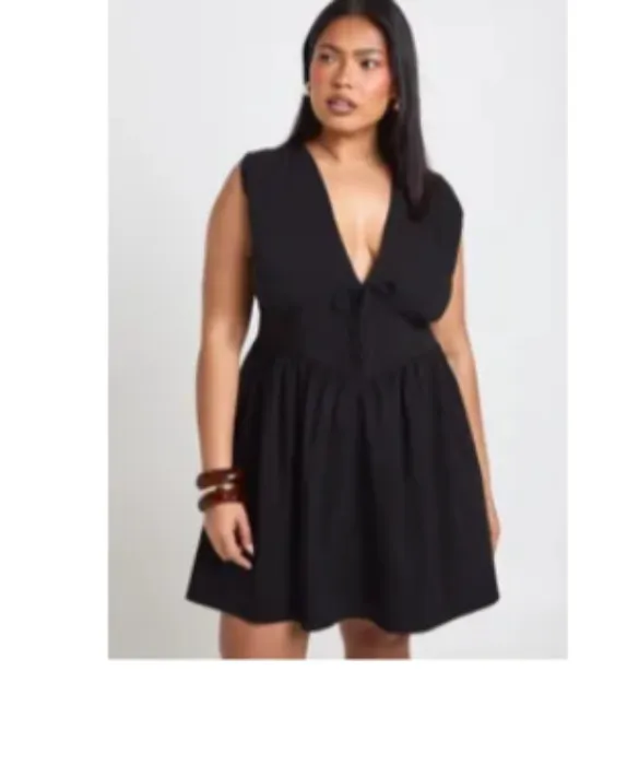 Black plunge skater dress