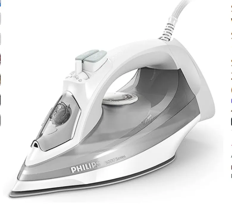 Philips 5000 Series Steam Iron - 2400 W, 40 g/min Continuous Steam, 160 g Steam Boost, Vertical Steaming, SteamGlide Plus Iron, White/Grey (DST5010/10) : Amazon.nl: Home & Kitchen