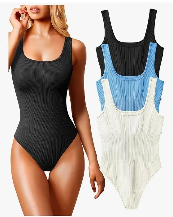 OQQ Women's 3 Piece Bodysuits 