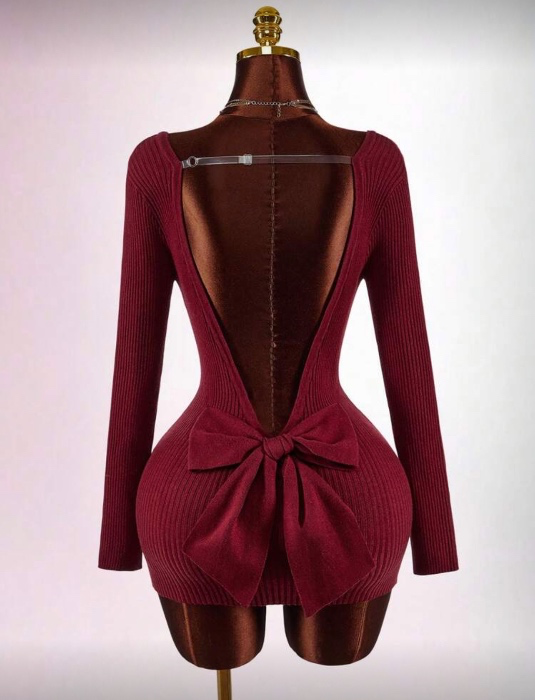 Bow tie Mini Long Sleeve Dress