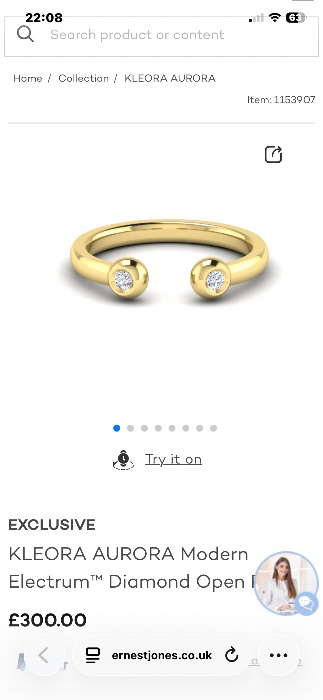KLEORA AURORA Modern Electrum™ Diamond Open Ring  Discounted Price £300.00 Paypal Finance 0% for 4 months Learn More Pay 4 interest-free payments of £75.00 with  ⓘ Insure your product with Ernest Jones Platinum Care. Including theft with force & accidental damage cover from £26.50 Learn MoreThis Action Will Open Drawer Select Your Size: Ring Size Guide Select a Ring Size Add To Basket This Action Will Open Drawer  Exclusive Offer Bonus Product Image Sterling Silver Diamond Pear Shaped Pendant Necklace, now only £50, was £150 when you purchase any jewellery or watch item. Add To Basket Cannot be applied in conjunction with any other offer. T&Cs apply. Need help with this KLEORA AURORA Modern Electrum™ Diamond Ring