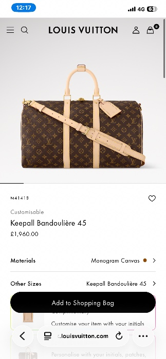 Louis Vuitton Keepall Bandoulière 45