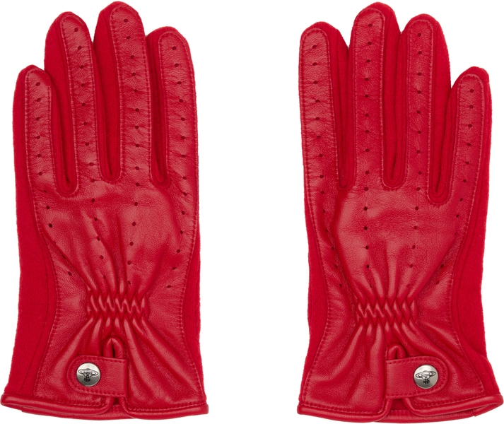 Red Leather Sheep Gloves