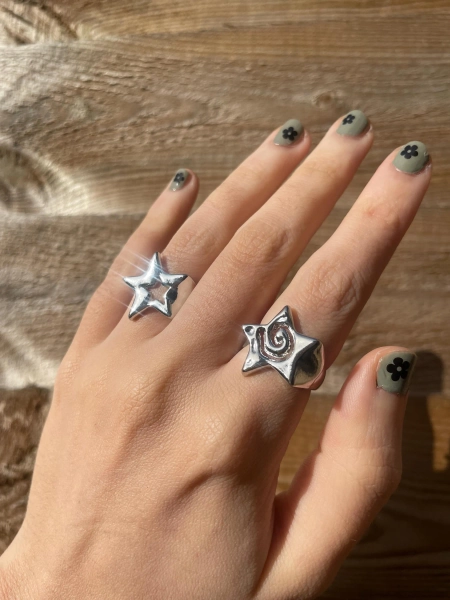 Star Statement Rings - Adjustable Metal Rings Set of 2