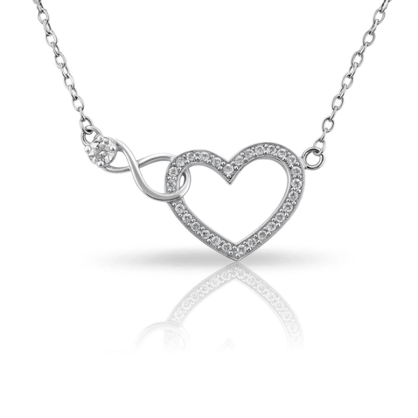 Gargantilha de Prata Blend Collection com Símbolo do Infinito e Coração Vazado