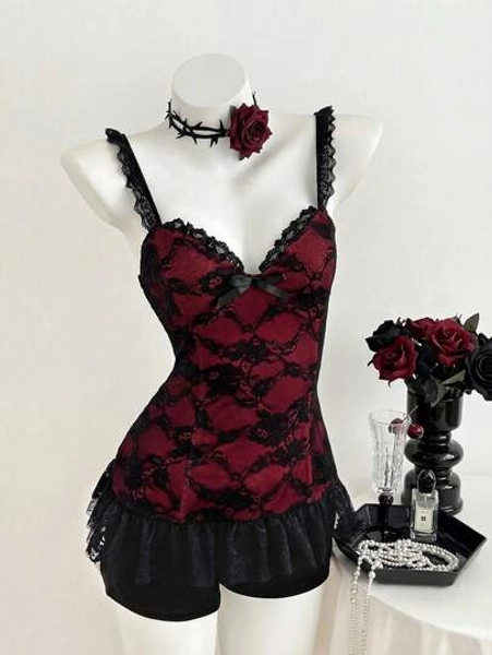 Elamini Regata Feminina Elegante com Detalhe em Renda e Laço - Tamanho S
