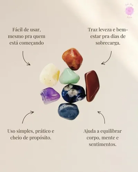 Kit 7 Cristais Dos Chackras Rolado 100% Naturais Meditaçao