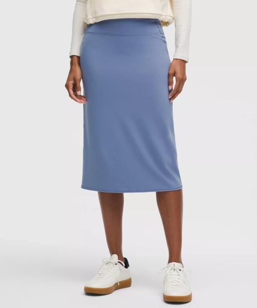 Nulu Slim-Fit High-Rise Midi Skirt - Washed Denim - XXXS