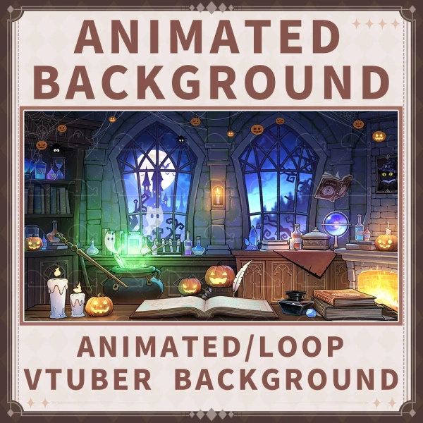 Magic Animated backgrounds for Vtubers, Twitches, or Streamers. 【Magic Workshop】streaming background,  loop animation background by Dream-art (@Dream-art)