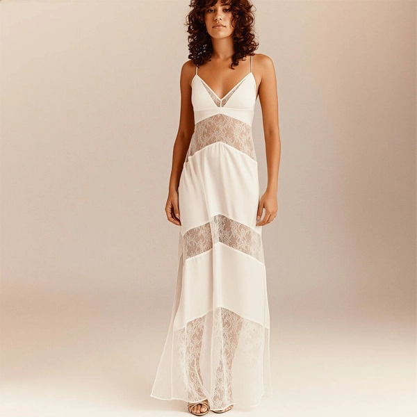 Silk and lace long dress LIVY Dark Sully