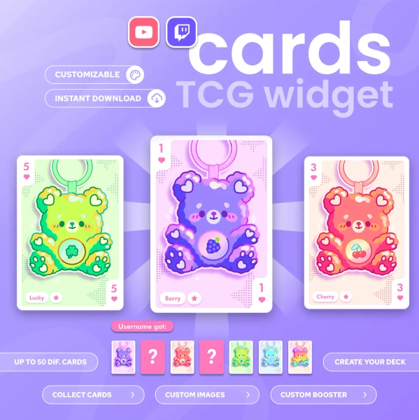 TCG Collectible Cards Widget | Twitch & Youtube | Blind box | Customizable widget | StreamElements OBS Streamlabs by CiariDesigns (@CiariDesigns)