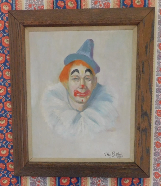 Creepy Circus Clown 1961 Colorful Oil on Canvas Signed Painting in Original Frame - Etsy