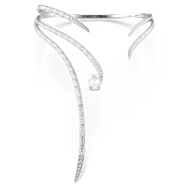 Vienna necklace, Mixed cuts, White, Rhodium plated