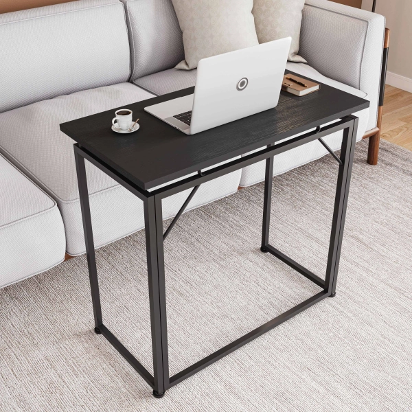 31.5” Wide Folding Desk For Small Spaces, No Assembly Required, Black