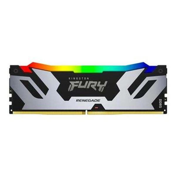 Kingston FURY Renegade RGB - DDR5 - module - 32 Go: 1 x 32 Go - DIMM 288 broches - 6400 MT/s / PC5-51200 - CL32 - 1.1 V - mémoire sans tampon - on-die ECC - noir, argent