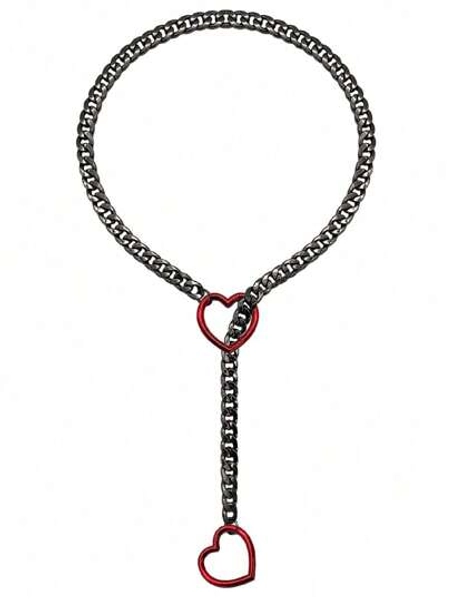1pc Valentine's Day Punk Style Metal Multi-Color Hollow Heart Chain Necklace, Unisex Casual/Party Gift,Mom,Mother,Mother's Day,Gift