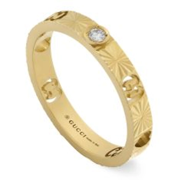 Gucci Icon Heart Diamond Accent Yellow Gold Ring | Size 6