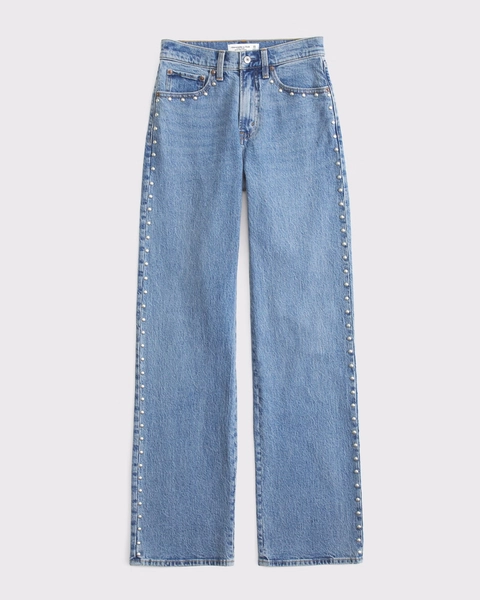 High Rise 90s Relaxed Studded Jean