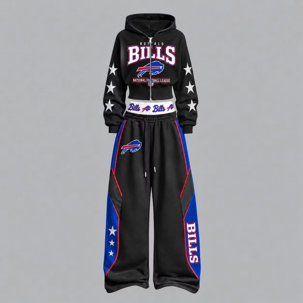 Buffalo Bills-Zip-up hooded jacket and elastic-waist pants set