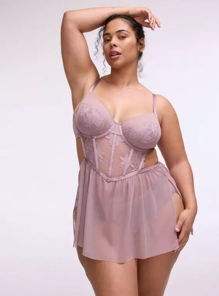 Romantic Underwire Lace & Mesh Slip 6X