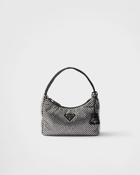 Prada Re-Edition mini satin bag with crystals