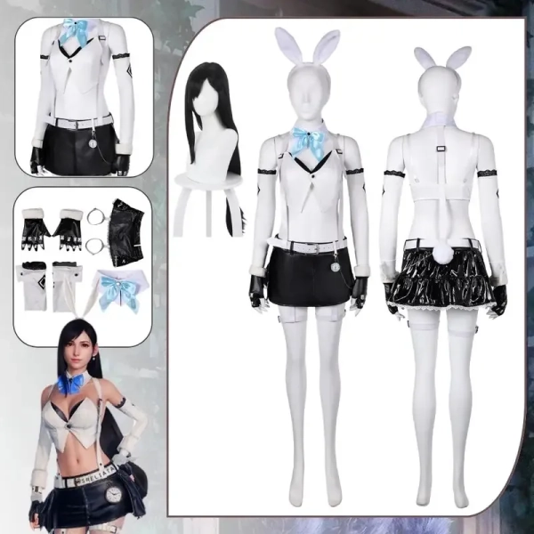 Costume de cosplay Final Fantasy 7 Tifa Lockhart, tenue de lapin pour femmes adultes, jupe, hauts, bandeau pour cheveux, Halloween, carnaval WXLZNI - AliExpress 200000532
