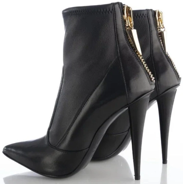 41/ US 10 ❤ Giuseppe ZANOTTI Ester BLACK GOLD Horn Leather HIGH HEELS BOOTS