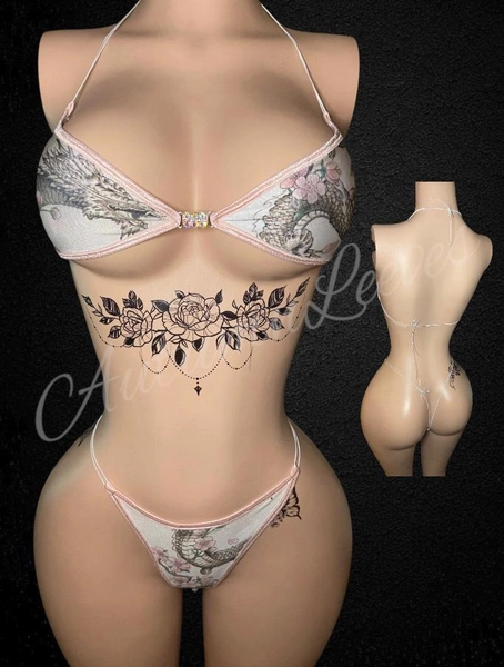 Handcrafted Micro Bikini: Exotic Dancewear - Clothing size: XS US women's letter