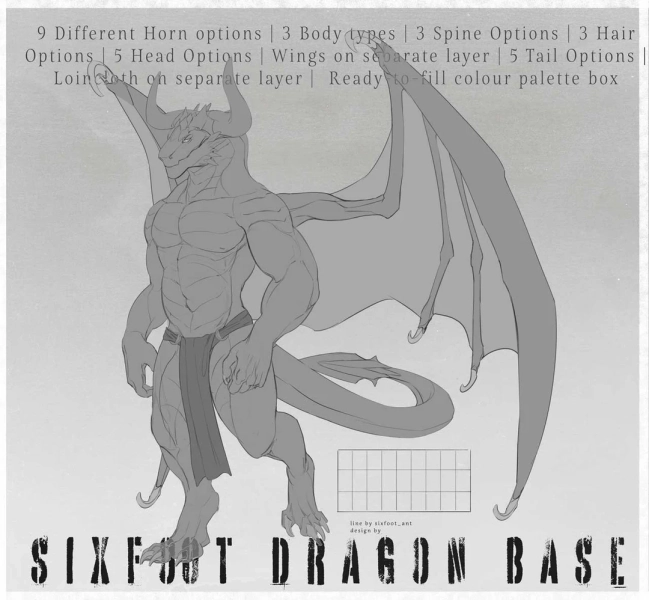 Anthro Dragon / Dragonborn Reference Sheet Base - Make Your Own Adopts and Character Designs - Etsy