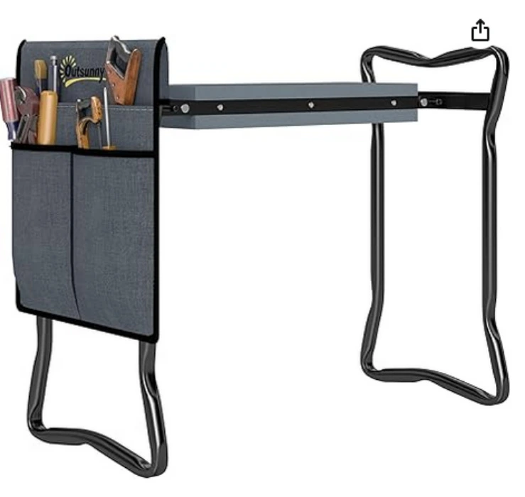 Outsunny 2 in 1 Garden Kneeler Seat, Kneeling Pad Support Bench, Foldable Knee Protector with Tool Bag, Grey : Amazon.ie: Garden