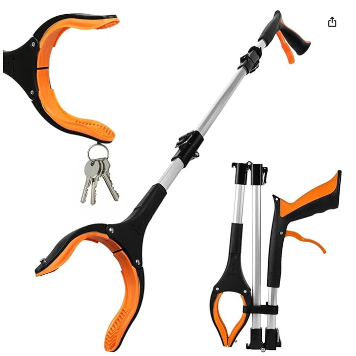 Adiwo Foldable Litter Picker Grabber, 91cm/36" Long Handle Litter Pickers Grabber Stick for Tall Users, 360 Degree Rotating Reach Aid, Helping Hand for Adults, Disabled, and Elderly, Orange : Amazon.ie: Health & Household