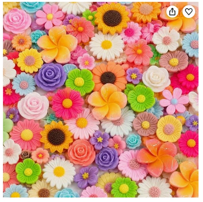 Asaisimg 120 Pcs Flatback DIY Resin Flower Charms, Daisy Sunflower Rose Mini Resin Flower Charm Cabochons Mixed Color Slime Charms for DIY Craft Hair Clip Phone Case Décor : Amazon.ie