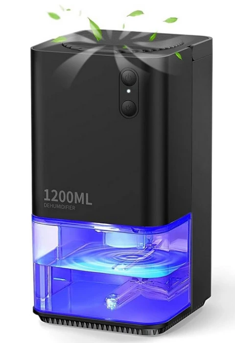 EasyAcc® 1200ml Electric Dehumidifier with Ultra Quiet & Auto Shut off 7 Colorful LED Portable Mini Dehumidifier for Wardrobe, Bathroom, Closet, RV, Bedroom, Garage - Black : Amazon.ie: Home & Kitchen