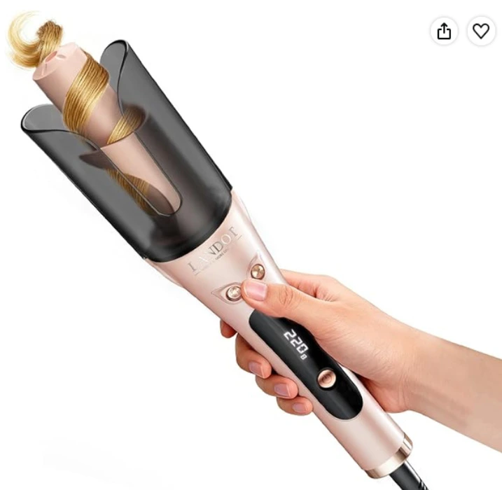LANDOT Automatic Curling Iron, Self Rotating Hair Curler 25mm, Anti-Scald | Tangle-Free Curling Tongs, Salon Curls & Beach Waves, Fast 30s Heating, Ceramic Barrel, Dual Voltage, Travel & Daily Styling : Amazon.ie: Beauty