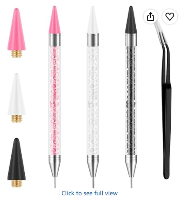 AYBUY 3 Pieces Rhinestone Picker, Dual Ended Dotting Pen with 3 Interchangeable Wax Heads and 1 Tweezers, Nail Rhinestone Wax Pen for Nail Art, DIY Nail Designs, Rhinestone Placement, Gemstones : Amazon.ie: Beauty